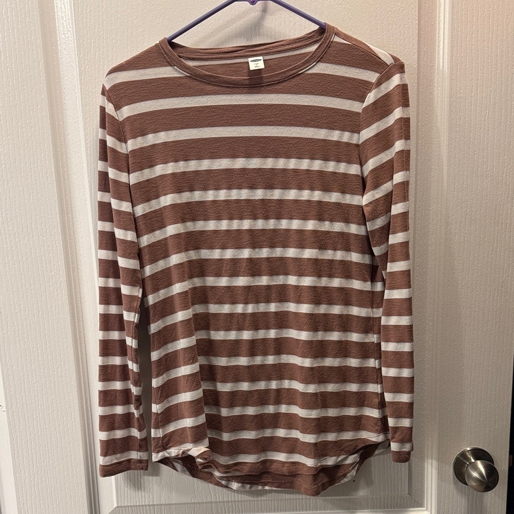 Striped Brown & White Women’s Shirt (S)